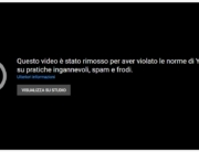 youtube schermata di sospensione del canale per violazione copyright